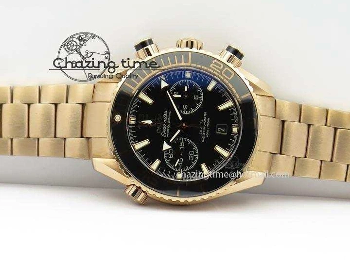0601 Premium Seamaster Professional Chrono RG Black Ceramic Black Dial On RG Bracelet A 8212